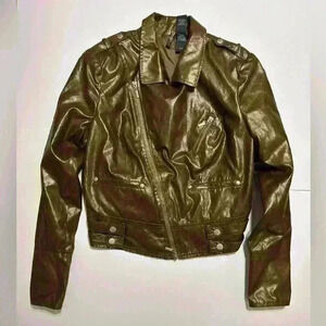 NWT Bisou Bisou Moto Jacket Copper Faux Leather